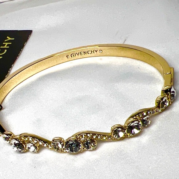 NWT AUTHENTIC GIVENCHY CZ GOLD TONE BANGLE SPARKLY BRACELET DESIGNER JEWELRY - Picture 7 of 10